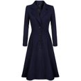 thumbnail image 1 of Women‘s Woolen Blend Coats Coat Lapel Wrap Swing Flared Winter Long Overcoat Jacket, 1 of 4