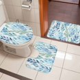 thumbnail image 5 of Blue Green Coral Bathroom Rugs Set Vintage Watercolor Seagrass Ocean Plant Marine Life Non Slip Absorbent Bath Mats 3 Piece Set with Bathroom Rug, U-Shaped Floor Mat, Toilet Seat Cover Large Size, 5 of 9