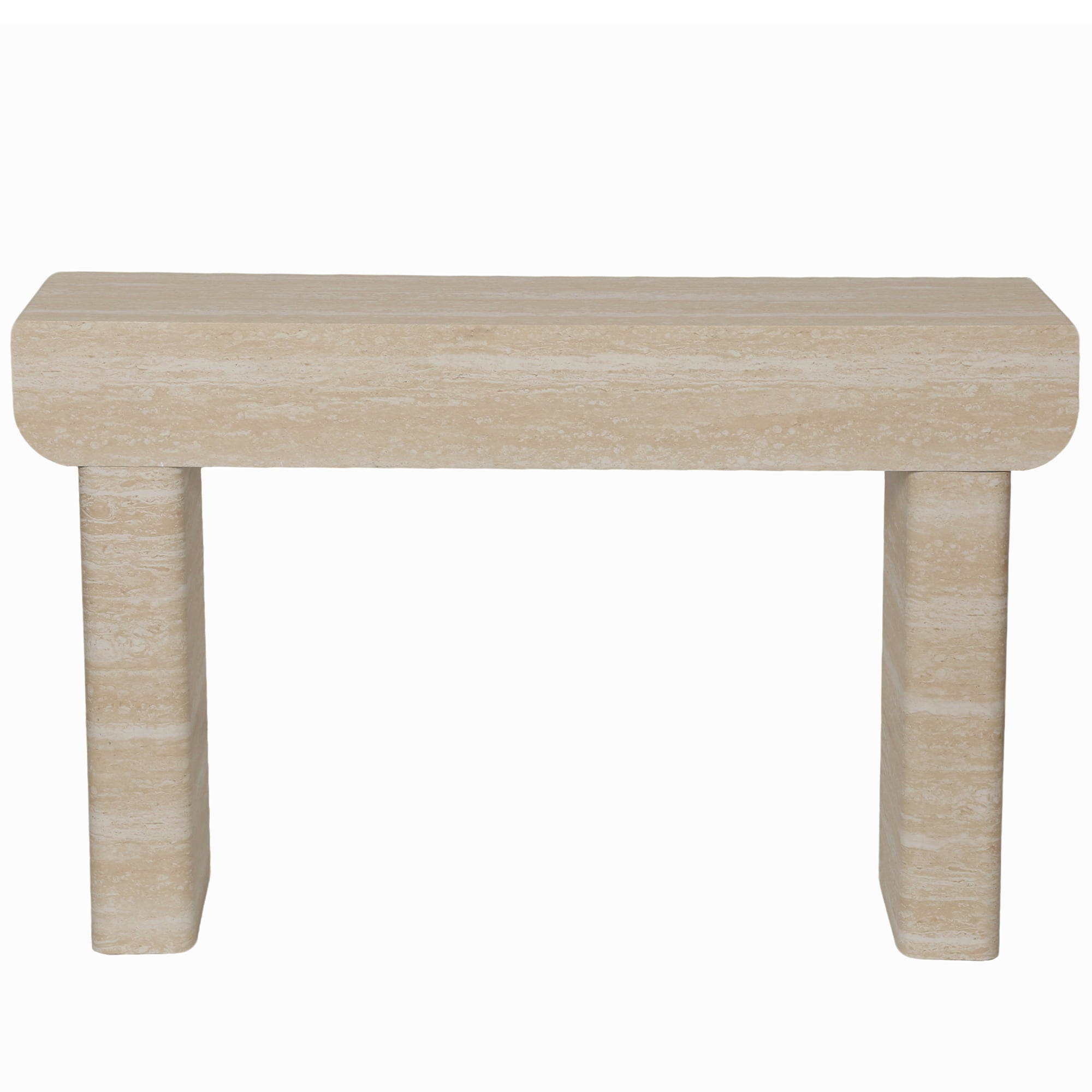 Shaiailed 47" Faux Travertine Console Table with 2 Drawers,Long Entryway Table, Narrow Hallway Table,Foyer table,Contemporary Sofa Table Behind Couch with Storage for Living Room