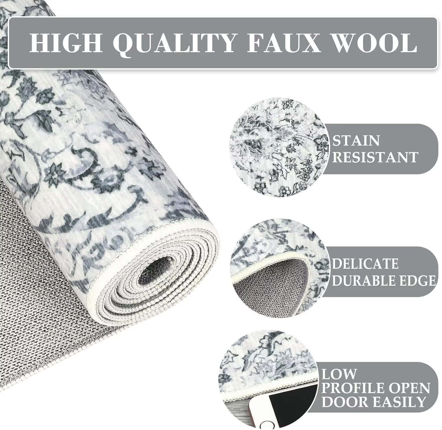 GlowSol 10' x 13' Large Vintage Medallion Area Rugs Washable Floral Rug Soft Stain Resistant Non-Shedding Area Rugs for Living Room Bedroom, Gray Beige