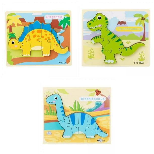 3 rompecabezas de dinosaurios de escritorio para niños, juguetes educativos de aprendizaje para bebés