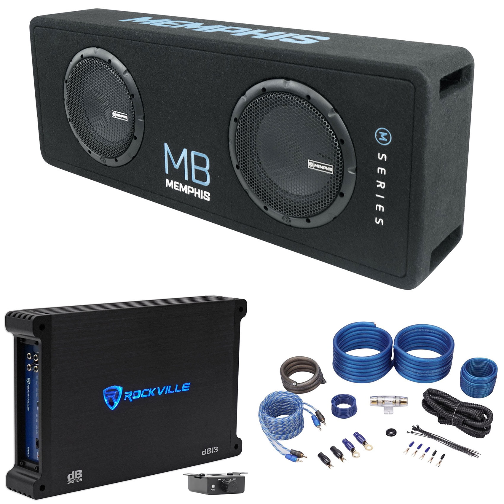 Memphis Audio MBE8D2 700w RMS Dual 8" Car Subwoofers+Sub Box+Amplifier
