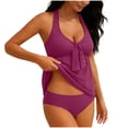 thumbnail image 4 of Agkizg Solid Color Wireless Padded Tankini Set,Modest Backless Two Piece Swimsuit,Comfortable Split Bathing Suits for Beach (Women's), 4 of 6