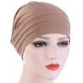 thumbnail image 4 of Bangcool Turban Cap Pleated Simple Solid Color Elastic Beanie Hat Slouchy Hat for Women, 4 of 6