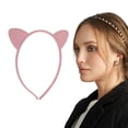 thumbnail image 2 of Unique Bargains 1 Pc Cute Frosted Cat Headbands for Women Pink, 2 of 6