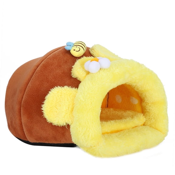 Suodoka Cozy Honey‑Pot Cotton Nest for Small Pets – Plush Velvet, Thick Cotton Pad, Non‑Slip Bottom, Wire‑Friendly, Warm & Comfortable
