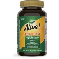 Nature's Way Alive! Max3 Potency Adult Multivitamin Tablets, Ultra Potency B-vitamins, Unisex, 180ct