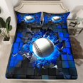 thumbnail image 2 of Erosebridal Baseball Sheet Set King,Gradient Geometric King Sheet Sets,Blue Black, 2 of 7