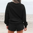 thumbnail image 3 of Enjoytime Comfy Sets for Women Clothing Patchwork Long Sleeve Round Neck Sweatshirts Shorts 2 Piece Outfits Fall Fashion Travel Sweatsuits Black XL, 3 of 7