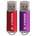 thumbnail image 1 of Unidad Flash Simmax, Paquete De 2 Unidades Flash Usb 2.0 De 32 Gb, Unidad De Memoria Usb Con Indicador Led (Rojo Morado), 1 of 1