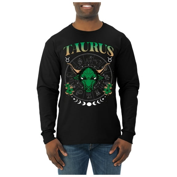 Wild Bobby Taurus the Bull, Earth Sign April 19 May 20, Constellations Horoscope Zodiac Birthday Birth Month Stone Gift for Men Women Long Sleeve Shirt
