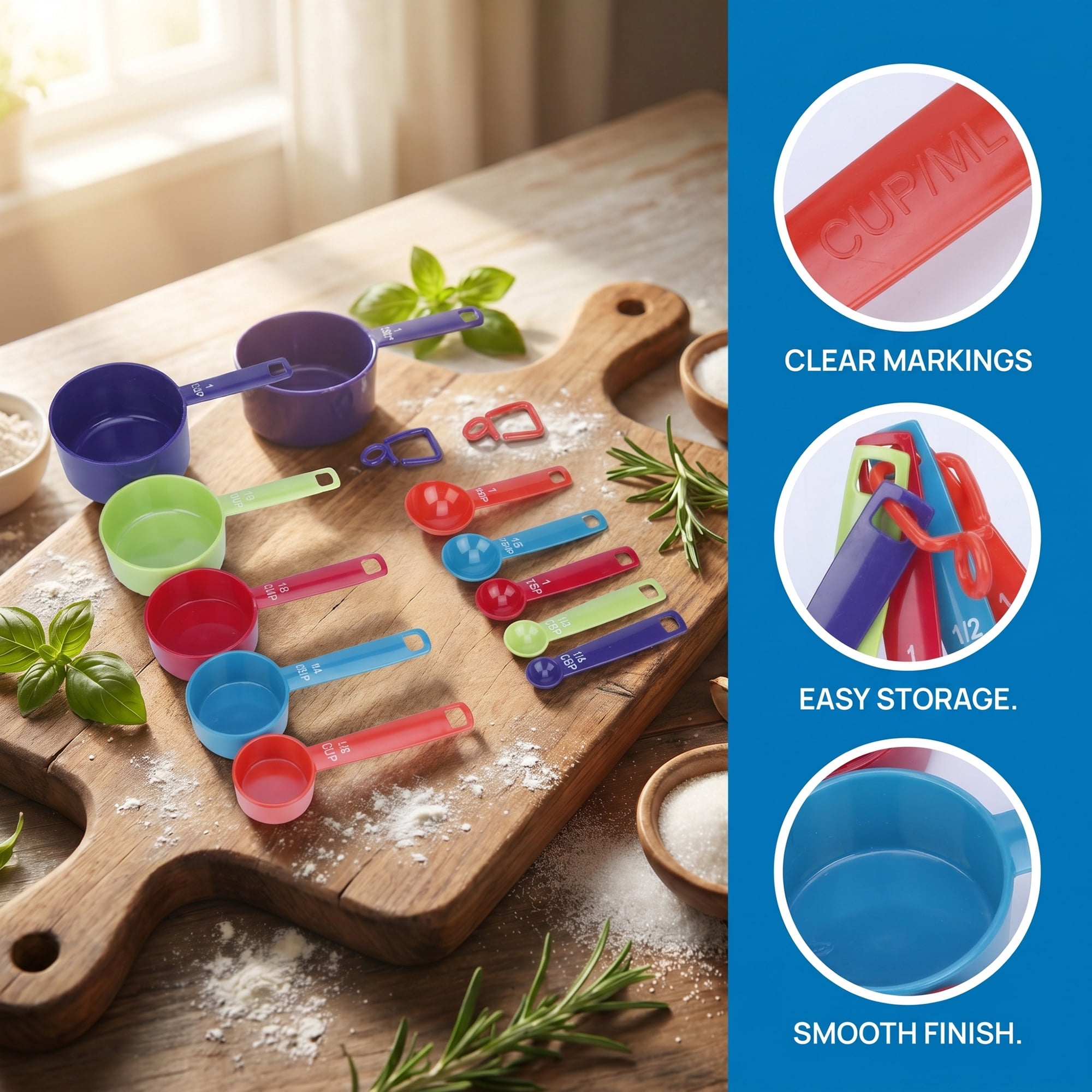 Unique Bargains Durable Plastic Measuring Spoons Set for Cooking Colorful 10Pcs