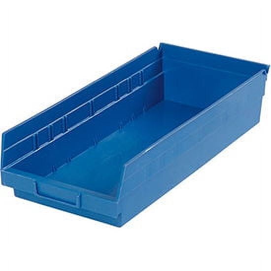 Plastic Shelf Bin Nestable 8-3/8"W x 17-7/8" D x 4"H Blue, Lot of 12