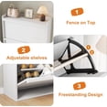 thumbnail image 6 of Homhougo Shoe Cabinet with 3 Flip Drawers, Modern Shoe Storage for Entryway, Wooden Shoe Organizer Cabinet with Adjustable Shelf, Hidden Shoe Rack for Hallway, Living Room, White, 6 of 9