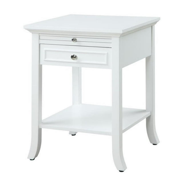 Convenience Concepts American Heritage Logan End Table in White Wood Finish