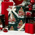 thumbnail image 2 of Christmas Wrapping Paper, Reversible Green Christmas Tree with Red Bow Design Gift Wrapping Paper Suitable for Holiday, Mini Roll (17 Inch X 32.8 Feet), 2 of 12