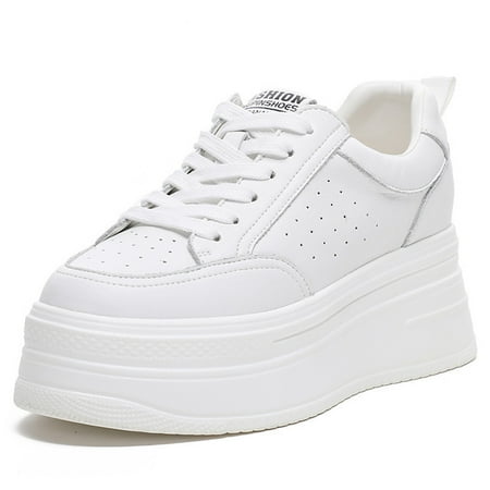 

NAYUKA 8cm Genuine Leather Women Casual Shoes Chunky Sneakers Platform Wedge Hidden Heel Women Leisure Shoes Summer Sneaker Women