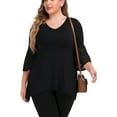 thumbnail image 3 of Daystry Women's Plus Size Top 3/4 Sleeve Shirt Dressy Tunic Blouse Black-3X, 3 of 10