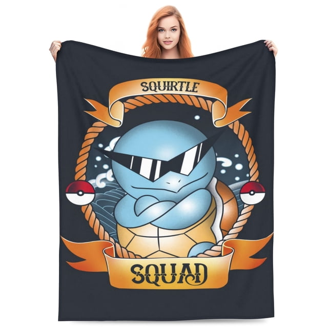 Manta de dibujos animados de Squirtle, manta de vellón ultra suave y acogedora de lujo para sofá cama, mantas de franela cálidas para todas las estaciones, ropa de cama para niños, adolescentes y