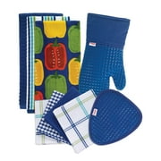 Kitchen Linens Basics Set, Nine Pack, Blue