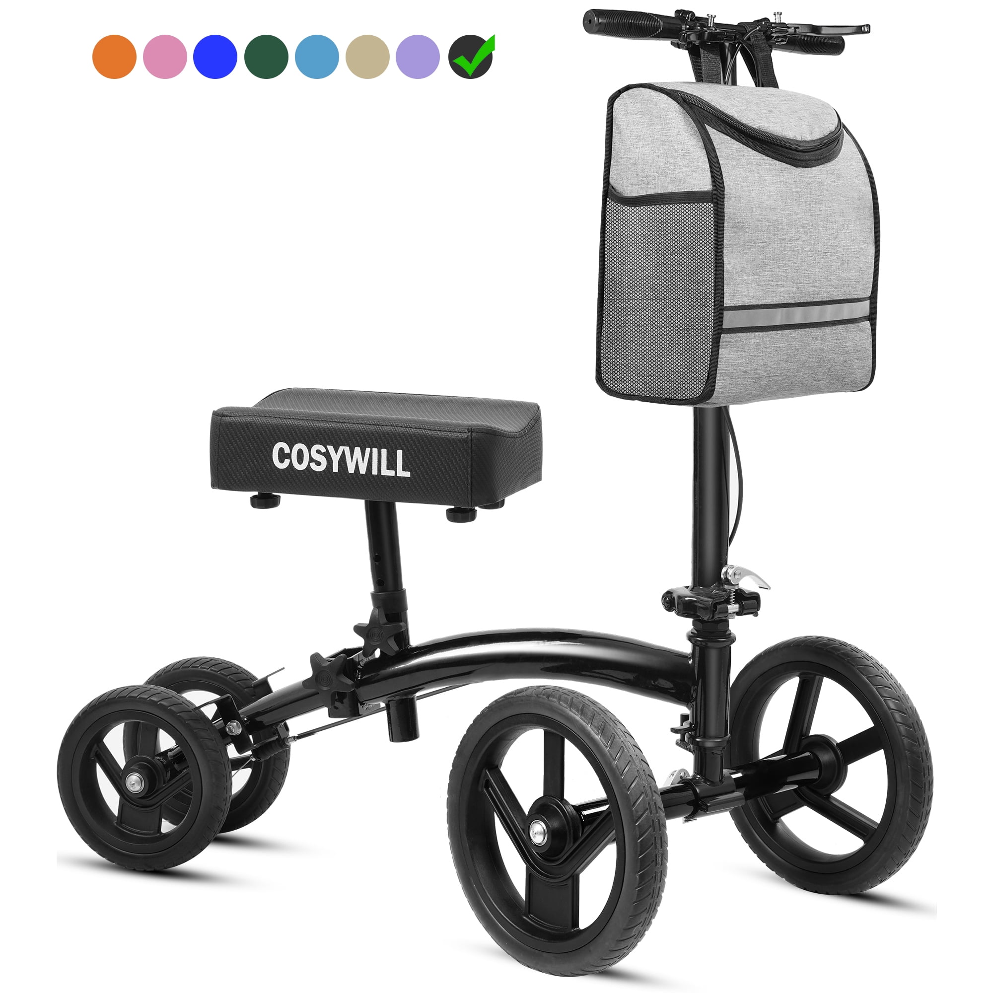 COSYWILL Steerable Knee Scooter,Economy Knee Walker,All Terrain Foldable Medical Scooter for Foot Injuries Crutches Alternative,Black