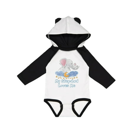 

Inktastic My Stepdad Loves Me Cute Elephants Clouds Moon and Stars Gift Baby Boy or Baby Girl Long Sleeve Bodysuit