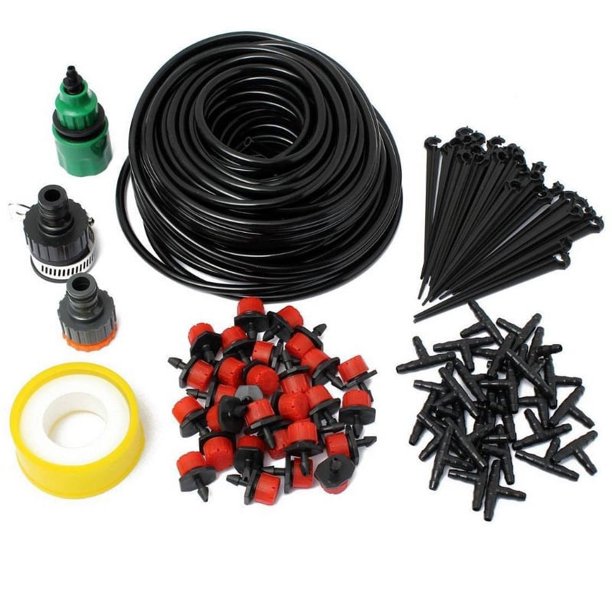Kit de riego por goteo - 25 m Micro riego por goteo Jardín ajustable Sistema de riego automático DIY para jardín, césped, plantas, pago