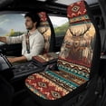 thumbnail image 3 of Xoenoiee Aztec Deer Wolf American Tribal Print Car Seat Covers Full Set of 5 for Women Men, Faux Leather Auto Seat Cover Protector with Seat Belt Covers and Center Console Cover, 3 of 7