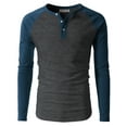 thumbnail image 2 of H2H Mens Casual Slim Fit Raglan Long Sleeve Henley T-Shirts(CMTTL077), 2 of 5
