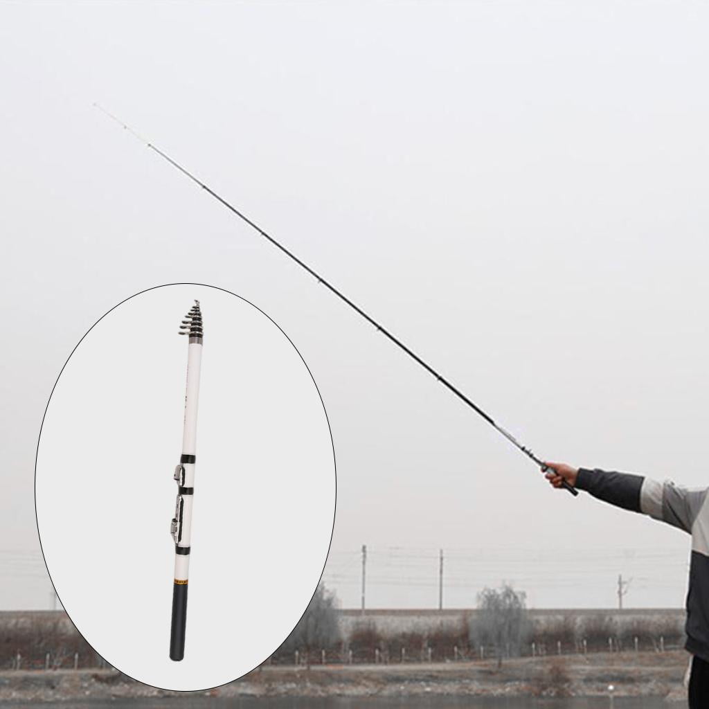 Carbon Fiber Telescopic Rock Fishing Rod Sea Saltwater,White