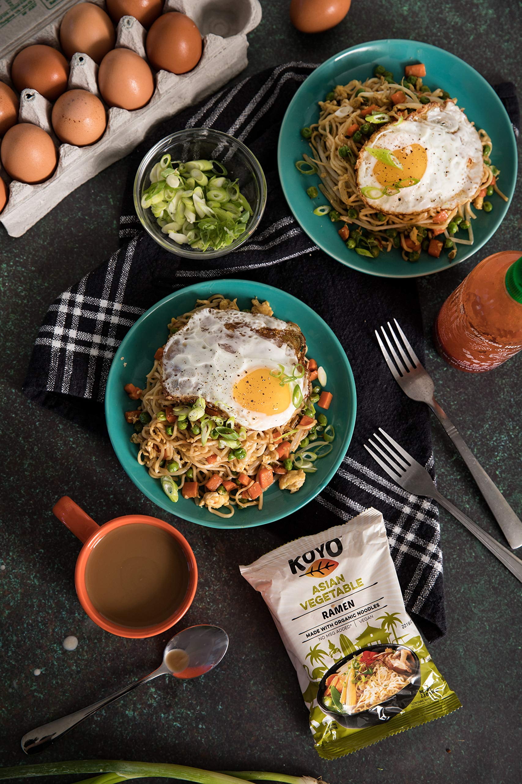 Koyo Ramen Soup, Asian Vegetable Reduced Sodium, Made With Organic Noodles, No MSG, No Preservatives, Vegan, 2.1 Ounce Per Package (12 Pack)