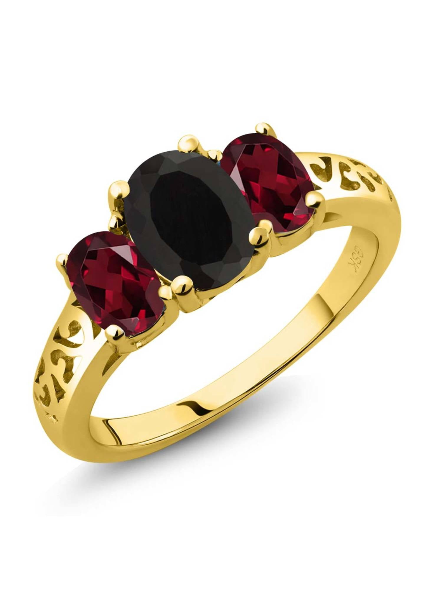 Gem Stone King 3.80 Ct Oval Red Garnet 18K Yellow Gold Plated Silver Ring Gem Stone King 3.80 Ct Oval Red Garnet 18K Yellow Gold Plated Silver Ring