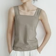 thumbnail image 2 of Wyobmus Summer Women Tank Tops Casual Sleeveless Camisole Shirt Loose Fit Square Neck Basic Shirt Solid Color Tops Coffee, 2 of 3