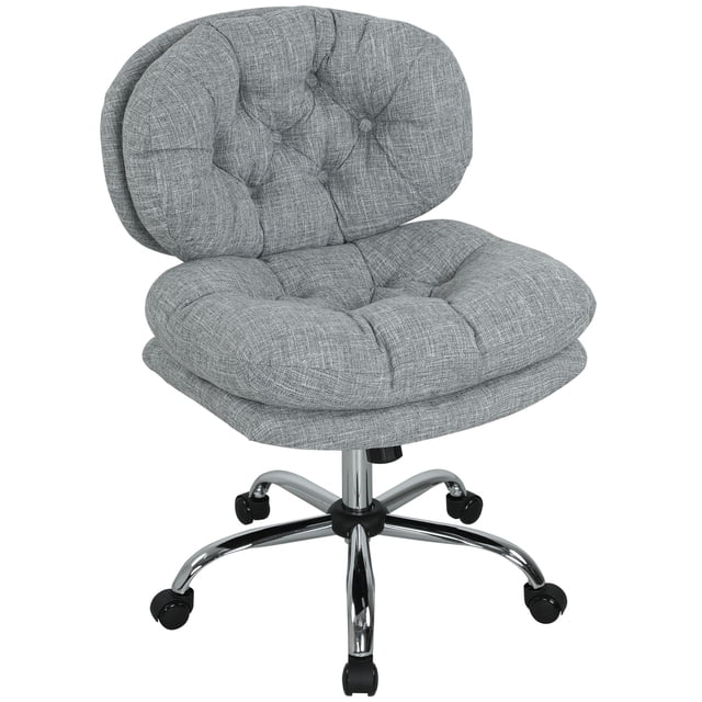 Armless Office Chair - Grey Linen-Feel Task Chair with Adjustable Height & Tilt | Computer Desk Chair for Home & Office Use - 25.6" x 25.6"