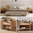 thumbnail image 3 of Boho-style rattan nightstand con type-c charging port 1 almacenamiento cajón y abiertos space para dormitorio sala de estar o oficina, 3 of 7