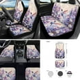 thumbnail image 2 of Jeiento Hummingbird 17 Pcs Car Seat Cover Full Set for Women Car Floor Mats Steering Wheel Cover Keychains Daisy Seatbelt Pad Armrest Cover Coasters Key Chain Lipstick Holder Purple Auto Accessory, 2 of 8