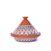 Kamsah Hand Made and Hand Painted Tagine Pot | Moroccan Ceramic Pots For Cooking and Stew Casserole Slow Cooker (Large, Supreme Bohemian Red)