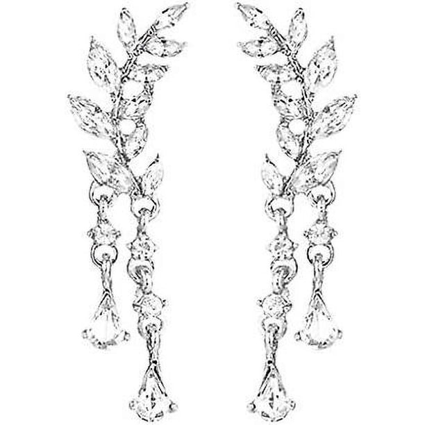 Pulabo 1 par de pendientes de borla de hoja para mujer y niña, pendientes colgantes de gota de agua de cristal, joyería creativa y exquisita Popular