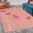 thumbnail image 2 of Flower Decorative Rug, Floral Petals with Striped Leaves and Lines Modern Style Geometrical Design Print, Quality Carpet for Bedroom Dorm and Living Room, 6 Sizes, Pale Pink, by Ambesonne, 2 of 4