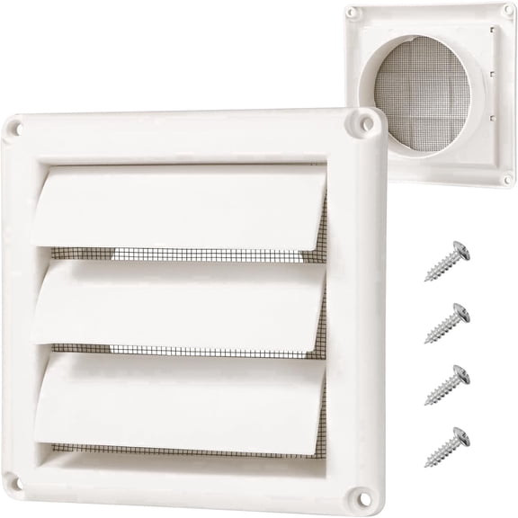 4" Dryer Vent Cover Outside,Dryer Vent Cover with Screen Plastic Dryer Vent Hood for Exterior Wall with 4 Screws UV Protection&Easy Installation for 4" Dryer Vent Hose (White, 4 inch Diameter)