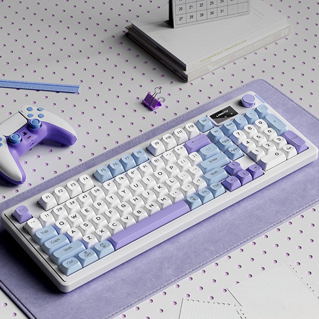 ITIGOITIE Tri - mode Bluetooth Wireless RGB Luminous Membrane Keyboard,Silent, Esports/Gaming/Office, Sea Salt Color