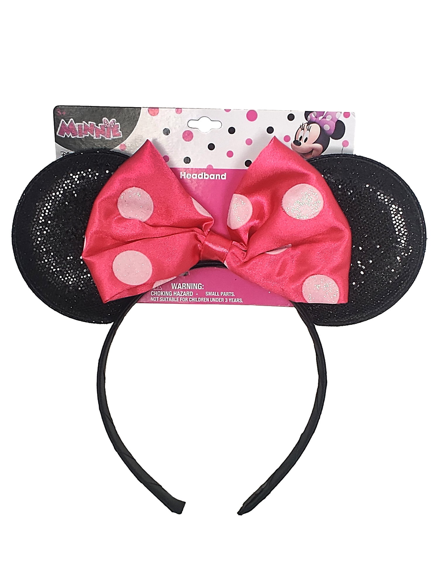 Pink Polka Dot Bow Party Favors Disney 3 Minnie Mouse Ears Headband Black Red 
