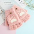 thumbnail image 3 of Guantes cálidos de invierno de doble propósito con forma de pata de oso y medio dedo para estudiantes adultos, 3 of 5