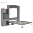 thumbnail image 5 of Queen Size Murphy Bed with Storage Cabinet, Wall Bed Frame Folding into Cabinet Design with Wine Rack, Glass Holder, Drawers and Multi-Color LED Strip, Gray, 5 of 9