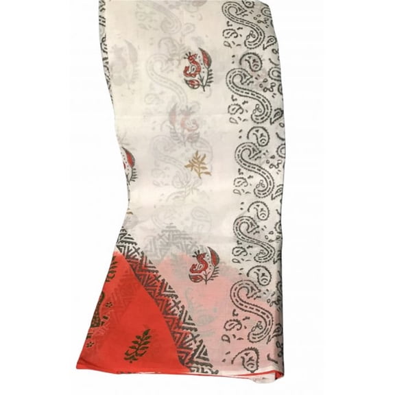 White and Deep Orange Cotton Saree (WDOCS)