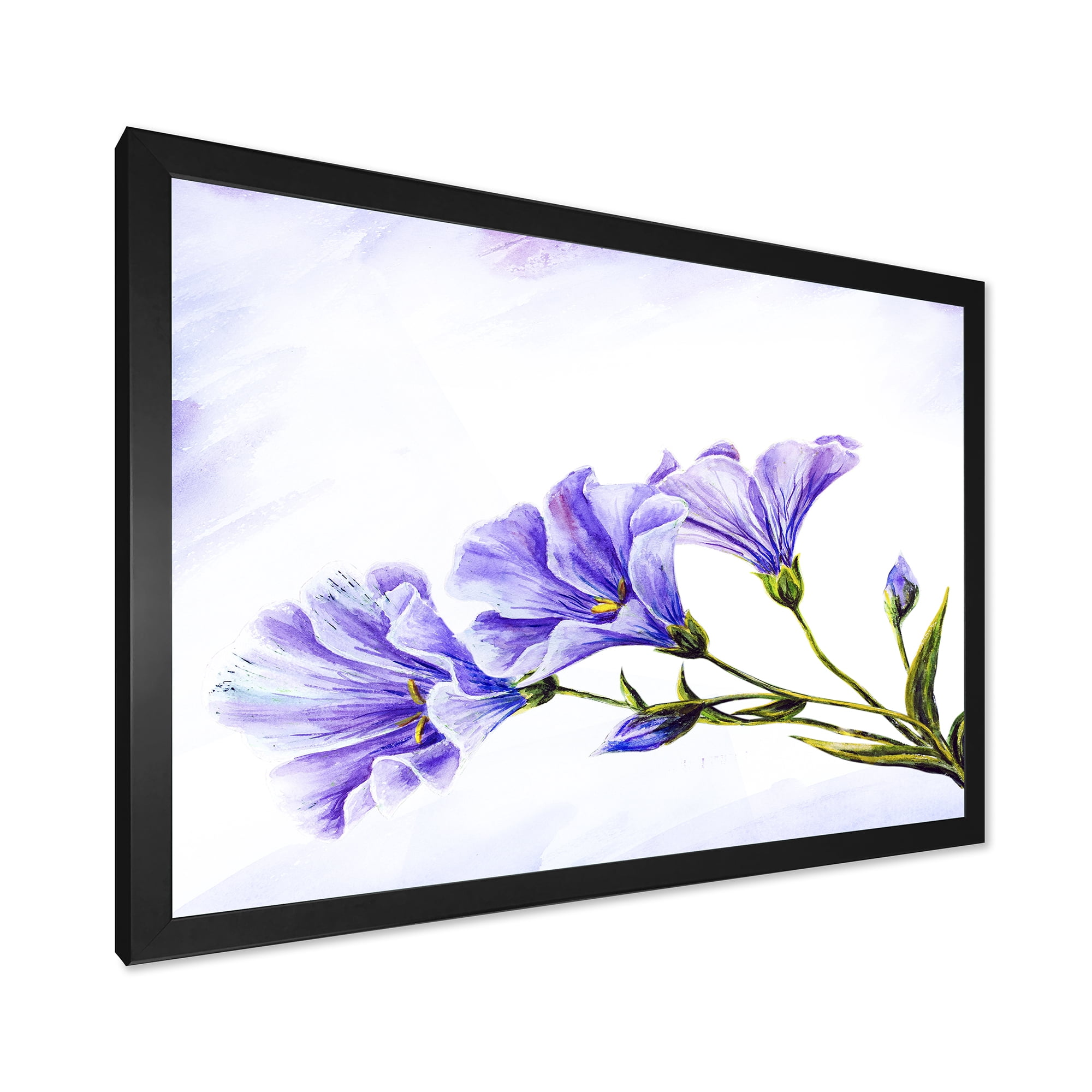Designart 'Blue Wildflowers With Leaves II' Traditional Framed Art Print