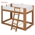 thumbnail image 3 of Twin-Over-Twin Low-Profile Bunk Bed with Guardrails, Wooden Kids Bed with Reversible Ladder, Accent Two-Tone Bed Frame, 3 of 11