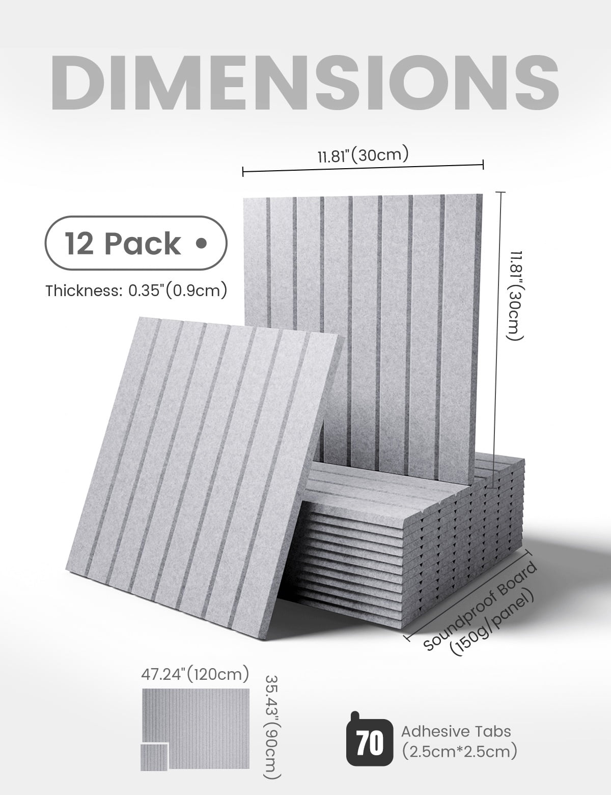Fluxynara Large Felt Bulletin Board 36"x24" Cork Board Alternative - 6 Pack with 40 Safe Removable Adhesive Tabs, Cork Boards for Walls Felt Board for Home Office Classroom Pin Board-Soft Gray