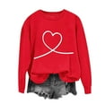 thumbnail image 4 of Womens Valentines Day Print Casual Crewneck Sweatshirt Long Sleeve Pullover Top Relaxation With Heart Design, 4 of 4