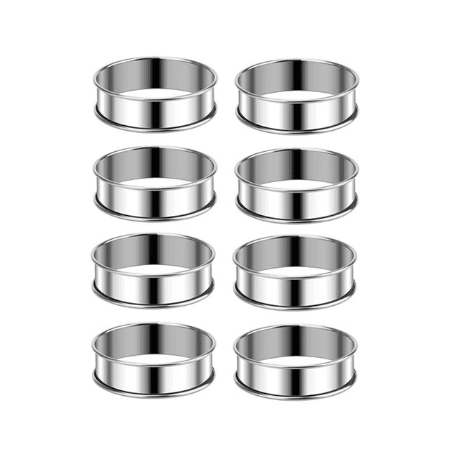 3.15 Inch Muffin Rings Crumpet Rings, 8Pcs Stainless Steel Muffin Rings Molds Double Rolled Tart Rings Round Tart Ring
